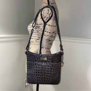 BRAHMIN Melbourne Jody Flat Crossbody Graphite NWOT